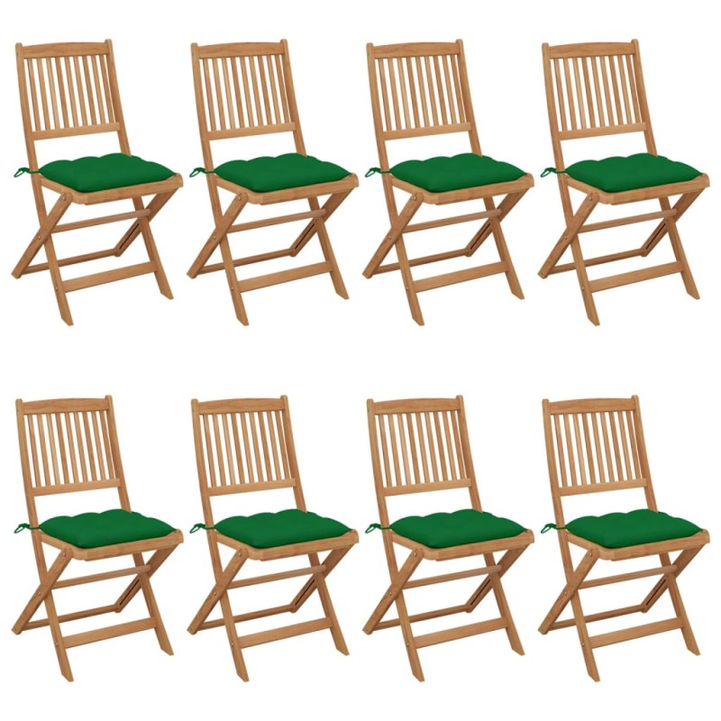 vidaXL Sillas de jardín plegables 8 uds y cojines madera maciza acacia vidaXL Sillas de jardín plegables 8 uds y cojines madera maciza acacia