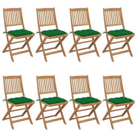 vidaXL Sillas de jardín plegables 8 uds y cojines madera maciza acacia