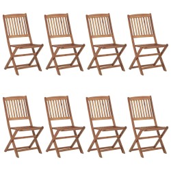 vidaXL Sillas de jardín plegables 8 uds madera maciza acacia y cojines