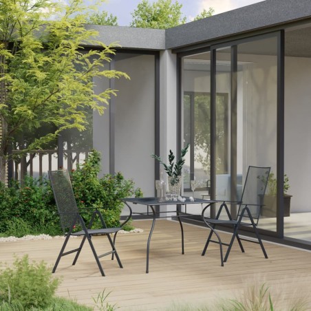 vidaXL Juego de comedor de jardín 3 piezas acero antracita