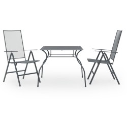 vidaXL Juego de comedor de jardín 3 piezas acero antracita