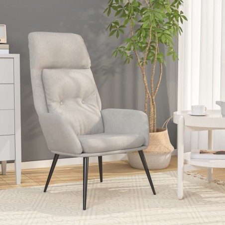 vidaXL Sillón de relax de piel de ante sintética gris claro