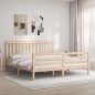 vidaXL Estructura de cama de matrimonio con cabecero madera maciza vidaXL Estructura de cama de matrimonio con cabecero madera maciza