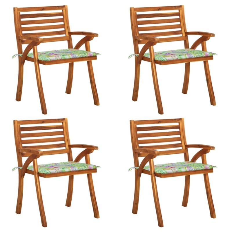 vidaXL Sillas de jardín con cojines 4 unidades madera maciza de acacia vidaXL Sillas de jardín con cojines 4 unidades madera maciza de acacia