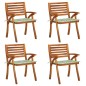 vidaXL Sillas de jardín con cojines 4 unidades madera maciza de acacia vidaXL Sillas de jardín con cojines 4 unidades madera maciza de acacia