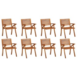 vidaXL Sillas de jardín 8 uds madera maciza de teca con cojines