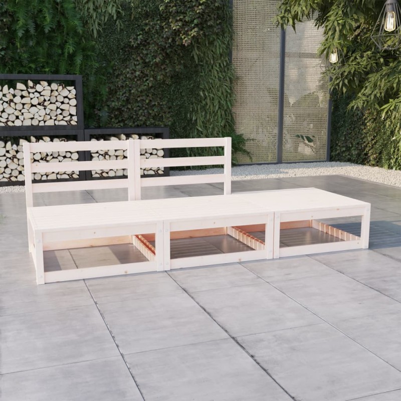 vidaXL Set de salón de jardín de 3 piezas blanco madera maciza de pino vidaXL Set de salón de jardín de 3 piezas blanco madera maciza de pino