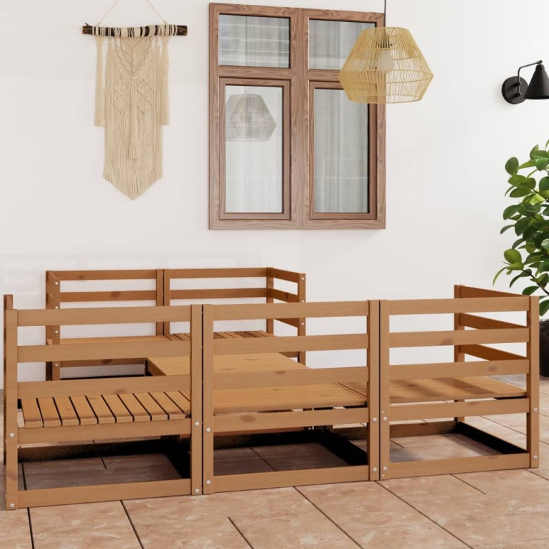 vidaXL Muebles de jardín 6 piezas marrón miel madera madera de pino vidaXL Muebles de jardín 6 piezas marrón miel madera madera de pino