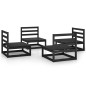 vidaXL Juego de muebles de jardín 4 pzas y cojines negro madera pino