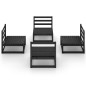 vidaXL Juego de muebles de jardín 4 pzas y cojines negro madera pino