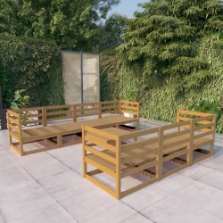 vidaXL Muebles de jardín 8 piezas marrón miel madera maciza de pino