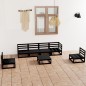 vidaXL Juego de muebles de jardín 7 piezas negro madera maciza de pino vidaXL Juego de muebles de jardín 7 piezas negro madera maciza de pino