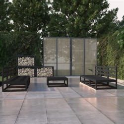 vidaXL Juego de muebles de jardín 5 piezas negro madera maciza de pino