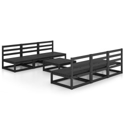 vidaXL Juego de muebles de jardín 5 piezas negro madera maciza de pino