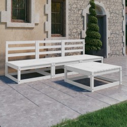 vidaXL Set de salón de jardín de 4 pzas blanco madera maciza de pino
