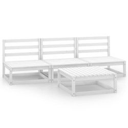 vidaXL Set de salón de jardín de 4 pzas blanco madera maciza de pino