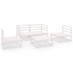 vidaXL Set de salón de jardín de 5 pzas blanco madera maciza de pino 