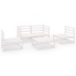 vidaXL Set de salón de jardín de 5 pzas blanco madera maciza de pino vidaXL Set de salón de jardín de 5 pzas blanco madera maciza de pino