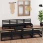 vidaXL Juego de muebles de jardín 9 piezas negro madera madera pino