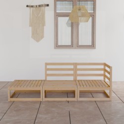 vidaXL Juego de salón de jardín 3 piezas madera maciza de pino