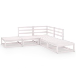 vidaXL Set de salón de jardín de 5 piezas blanco madera maciza de pino