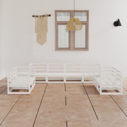 vidaXL Set de salón de jardín de 8 piezas blanco madera maciza de pino