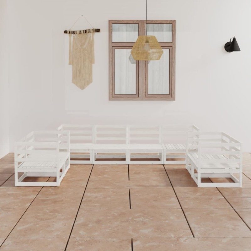 vidaXL Set de salón de jardín de 8 piezas blanco madera maciza de pino vidaXL Set de salón de jardín de 8 piezas blanco madera maciza de pino
