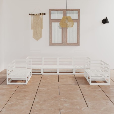 vidaXL Set de salón de jardín de 8 piezas blanco madera maciza de pino