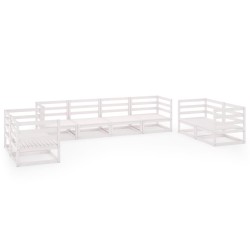 vidaXL Set de salón de jardín de 8 piezas blanco madera maciza de pino