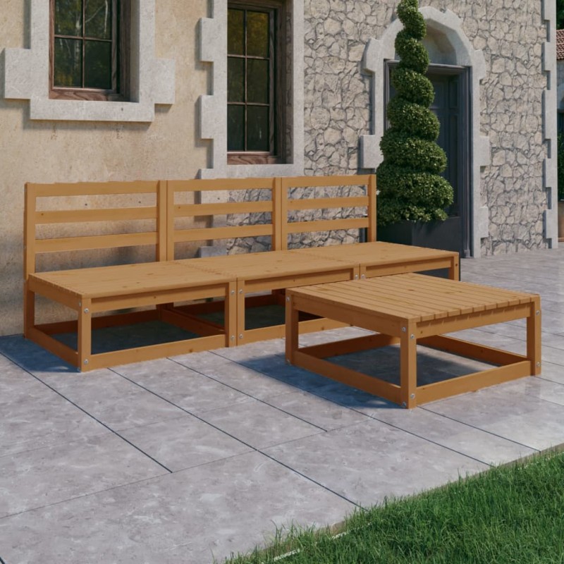vidaXL Muebles de jardín 4 piezas marrón miel madera madera de pino vidaXL Muebles de jardín 4 piezas marrón miel madera madera de pino