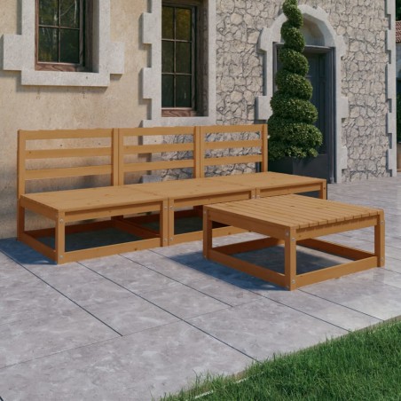 vidaXL Muebles de jardín 4 piezas marrón miel madera madera de pino