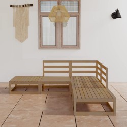 vidaXL Muebles de jardín 5 piezas marrón miel madera maciza de pino