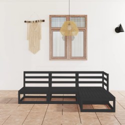vidaXL Juego de muebles de jardín 4 piezas negro madera maciza de pino