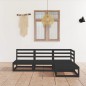 vidaXL Juego de muebles de jardín 4 piezas negro madera maciza de pino vidaXL Juego de muebles de jardín 4 piezas negro madera maciza de pino