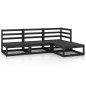 vidaXL Juego de muebles de jardín 4 piezas negro madera maciza de pino vidaXL Juego de muebles de jardín 4 piezas negro madera maciza de pino