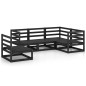 vidaXL Juego de muebles de jardín 5 piezas negro madera maciza de pino 