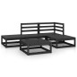 vidaXL Juego de muebles de jardín 5 piezas negro madera maciza de pino vidaXL Juego de muebles de jardín 5 piezas negro madera maciza de pino