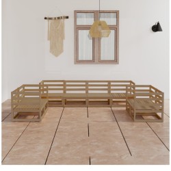 vidaXL Muebles de jardín 8 piezas marrón miel madera madera de pino