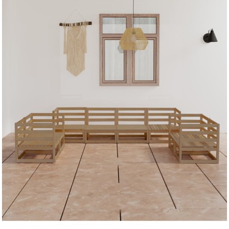 vidaXL Muebles de jardín 8 piezas marrón miel madera madera de pino