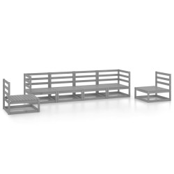 vidaXL Muebles de jardín 6 piezas gris madera de pino maciza