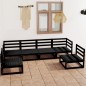 vidaXL Juego de muebles de jardín 6 piezas negro madera maciza de pino