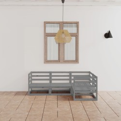 vidaXL Juego de muebles de jardín 4 piezas gris madera maciza de pino