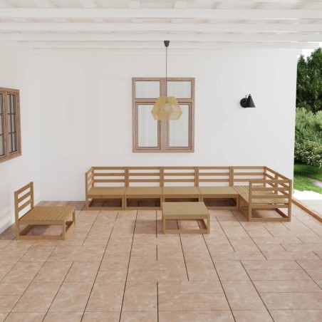 vidaXL Muebles de jardín 8 piezas marrón miel madera maciza de pino 