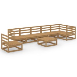 vidaXL Muebles de jardín 8 piezas marrón miel madera maciza de pino 