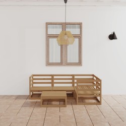 vidaXL Muebles de jardín 5 piezas marrón miel madera maciza de pino