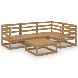 vidaXL Muebles de jardín 5 piezas marrón miel madera maciza de pino