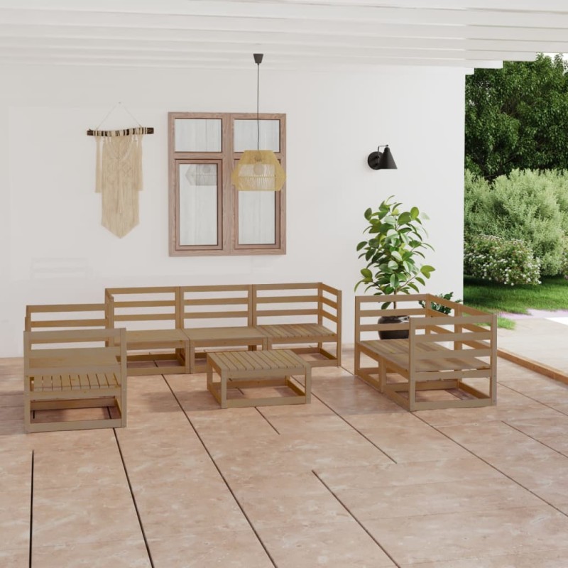 vidaXL Muebles de jardín 8 piezas marrón miel madera madera de pino vidaXL Muebles de jardín 8 piezas marrón miel madera madera de pino