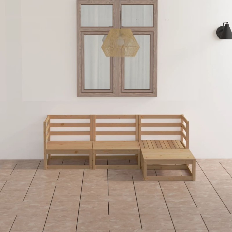 vidaXL Muebles de jardín 4 piezas marrón miel madera maciza de pino