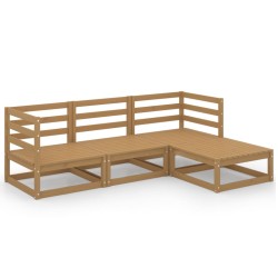 vidaXL Muebles de jardín 4 piezas marrón miel madera maciza de pino