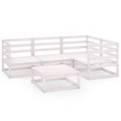 vidaXL Set de salón de jardín de 5 piezas blanco madera maciza de pino